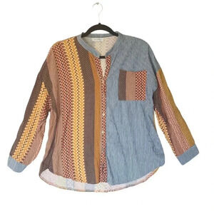 Nina Kendosa Paris Button Down Shirt Women's Medium Multicolor Oversized